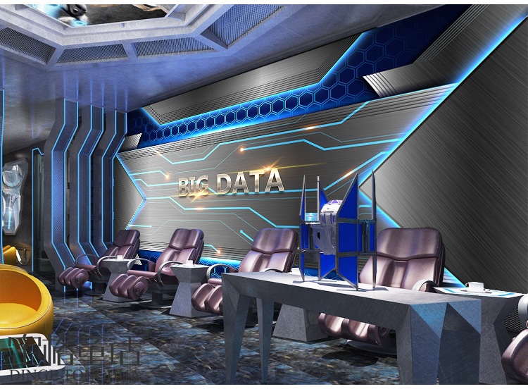 3d金属科技感装修墙纸公司办公室前台背景墙装饰网吧ktv酒吧壁纸